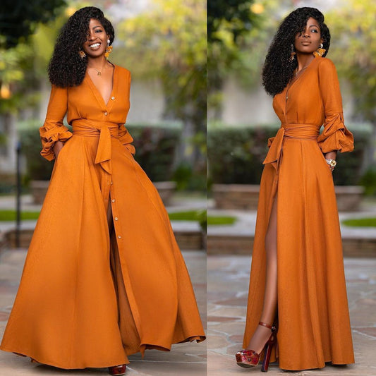 Light Weight Classy Button Down Timeless Long Dress