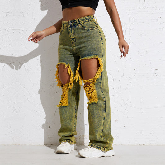 Melody Yellow Wash Women's Denim Pants