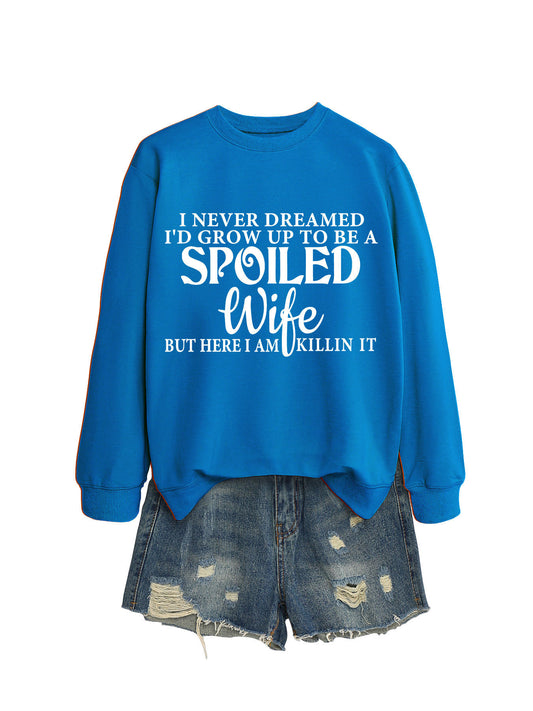 Casual Letters Printed Crew Neck Sweatshirt