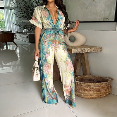 Classy Deep V-Neck Flirty Sleek Jumpsuit
