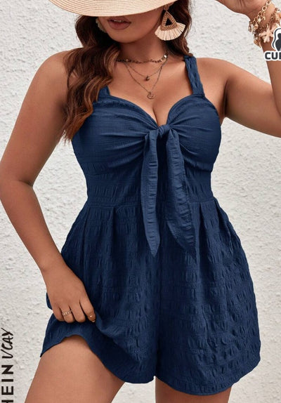 Front Knot Accent Casual Loose Fit Romper
