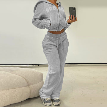 Waist-controlled Design High Top Sports Trousers Two-piece Set For Women