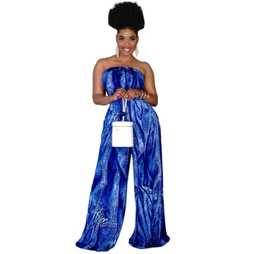 Women's Tube Top Halter Jumpsuit Wide-leg Pants