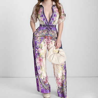Classy Deep V-Neck Flirty Sleek Jumpsuit
