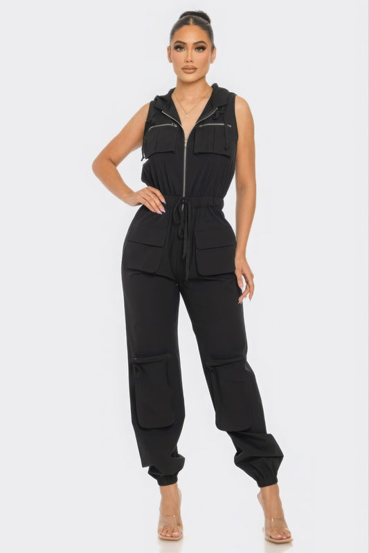 Black Cargo Jumpsuit