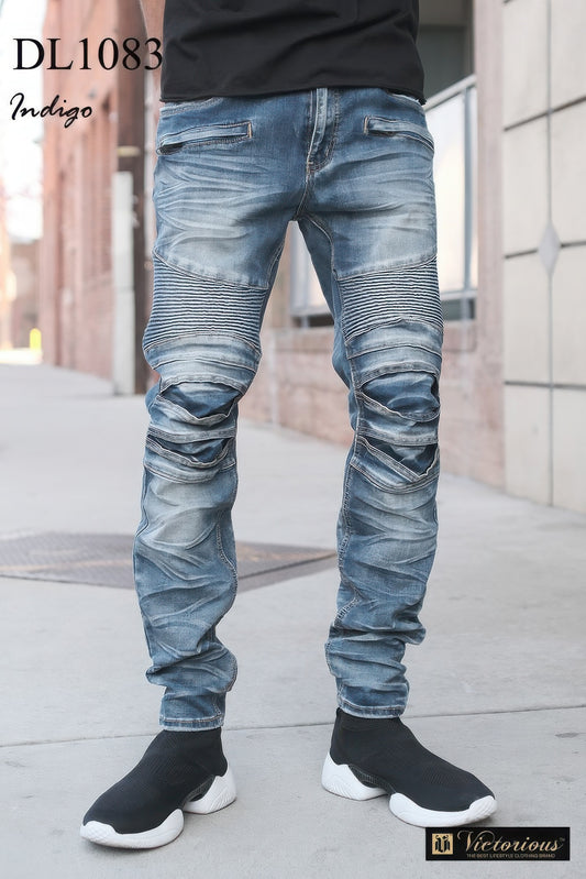 Men Creased Denim Jeans