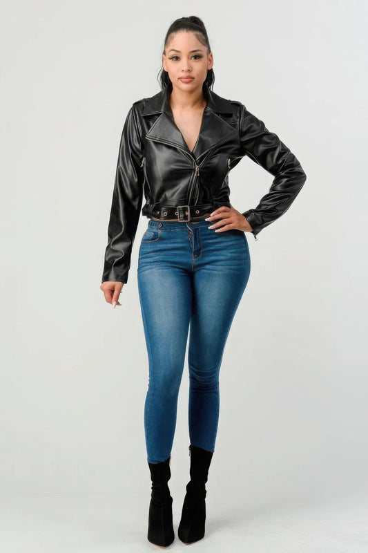 Pu Black Leather Jacket