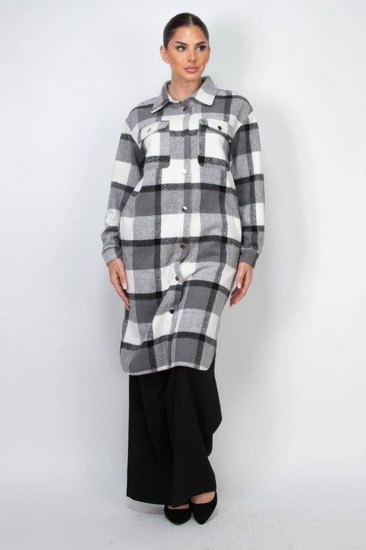 Plaid Buttoned Coat