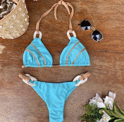 Sophisticated Black & Gold Bikini With Detailed Designs