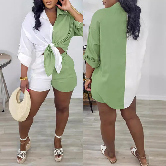 Two Tone Casual Short Set