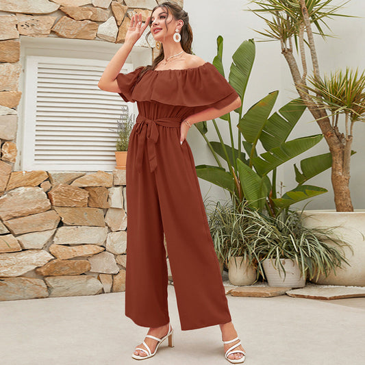 Off-The-Shoulder Casual  Wide-leg Jumpsuit