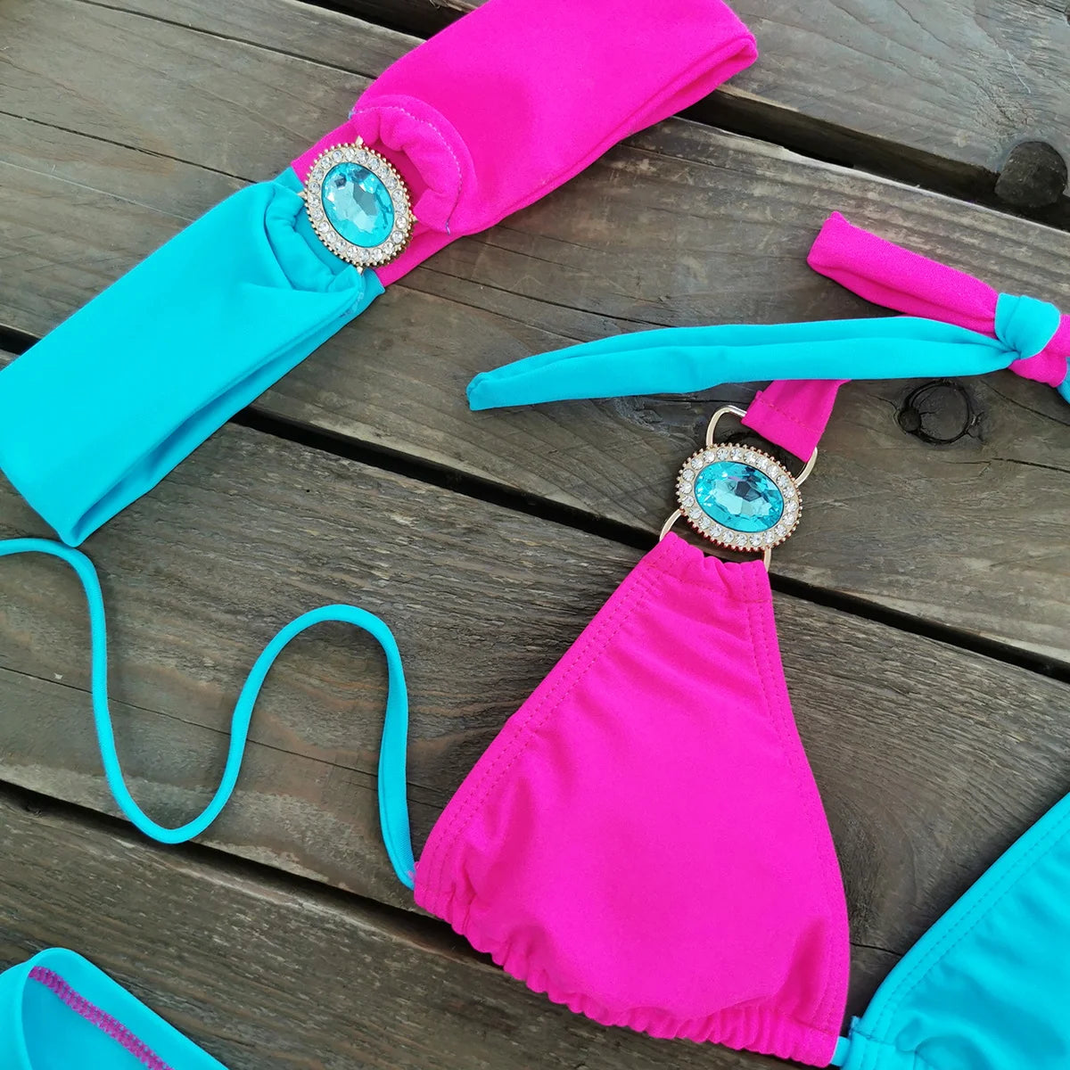 Sexy Rhinestone Bikini Set Women Beach Dresses Multicolor Swimsuit Beach Cover Up 2024 Summer Trend Holiday Dress Female Clothes