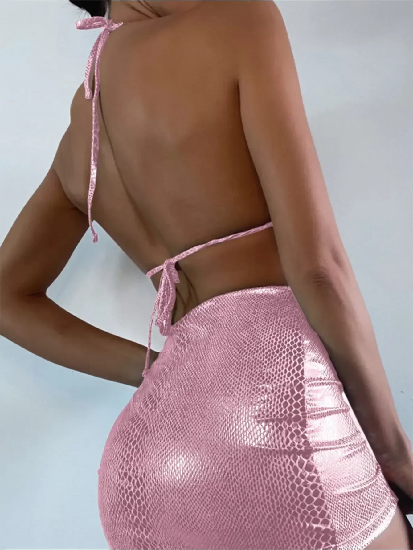 European and American swimsuits bikini women shiny sexy neck halter swimsuit