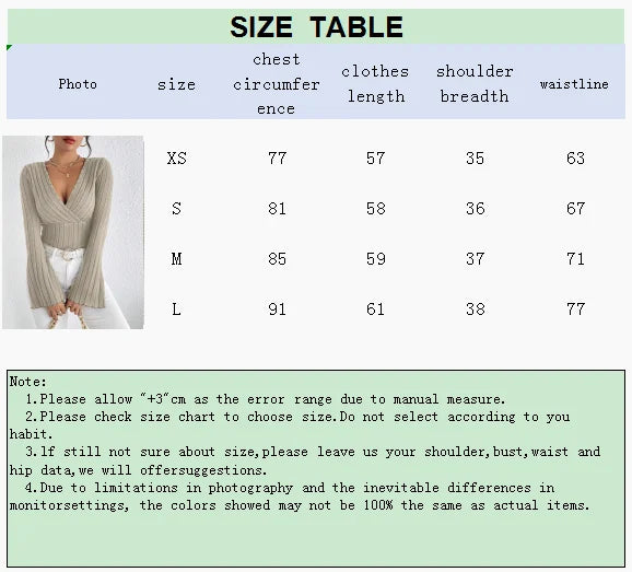 V-neck Casual Flare Sleeves Women's Top