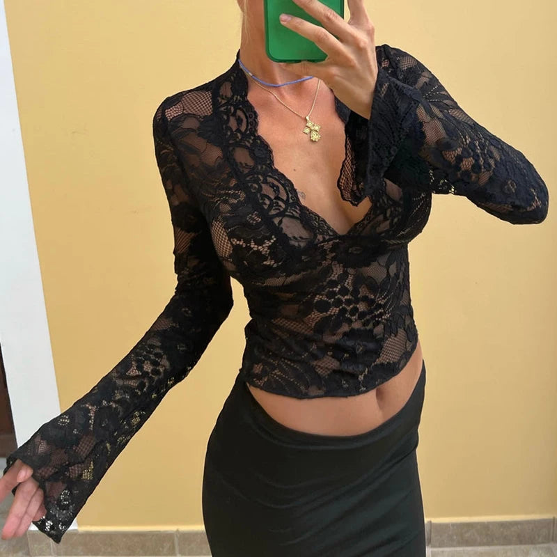 Lace Low Cut Women's Top