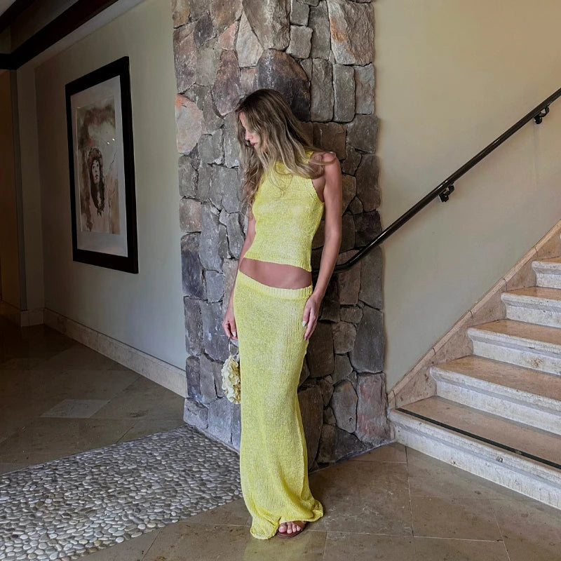 Sexy Knitted See Through Two-Piece