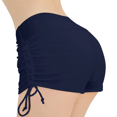 Women Swimsuit Panties Swimwear Beach Shorts High Waist Sides Adjustable Drawstring Stretch Sports Bathing Suit Tankini Bottoms