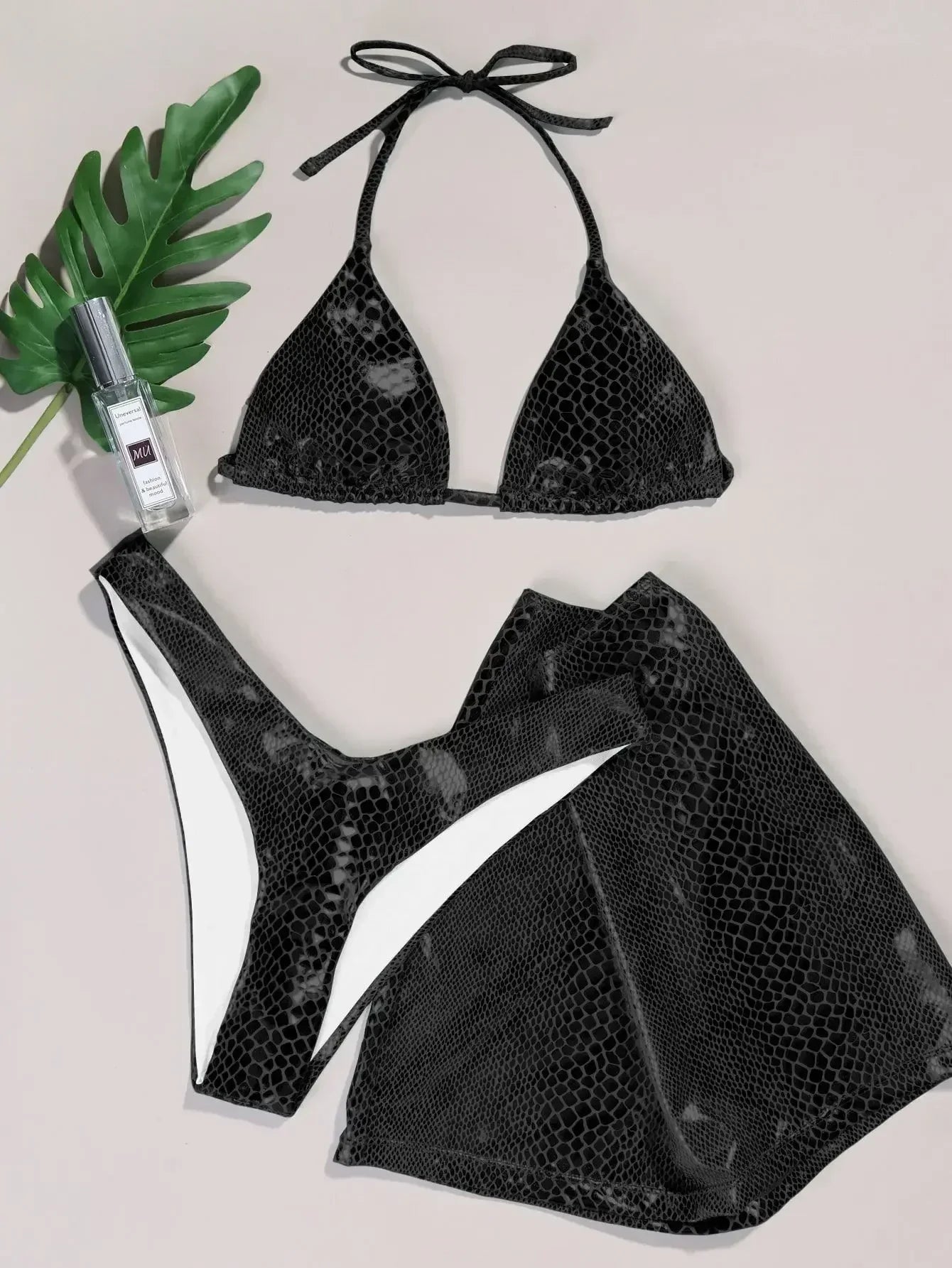 European and American swimsuits bikini women shiny sexy neck halter swimsuit