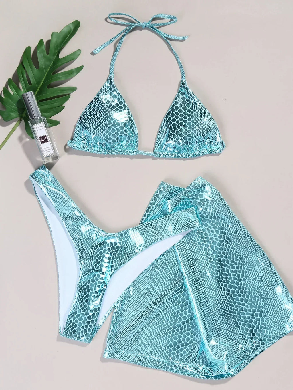 European and American swimsuits bikini women shiny sexy neck halter swimsuit