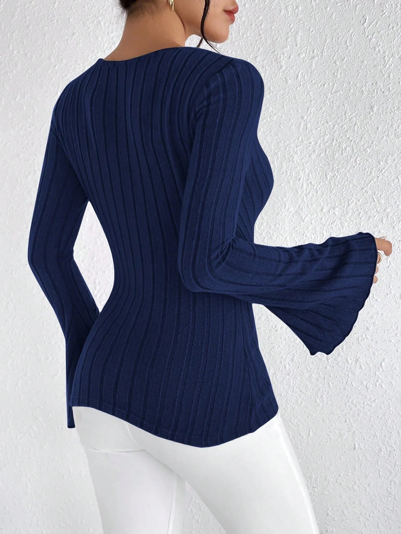 V-neck Casual Flare Sleeves Women's Top