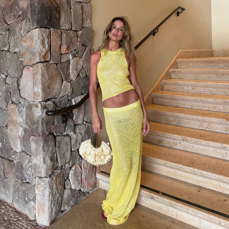 Sexy Knitted See Through Two-Piece