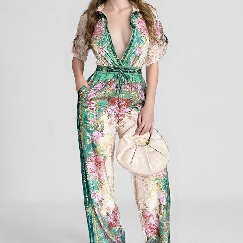 Classy Deep V-Neck Flirty Sleek Jumpsuit