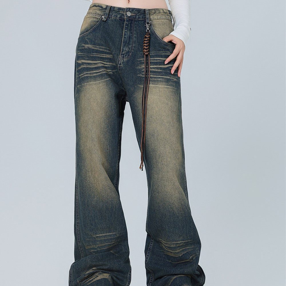 American-style Retro Micro-pull Design Jeans