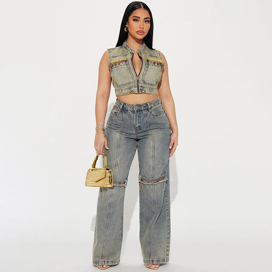 Baggy Wide Leg Jeans Women Vintage Streetwear