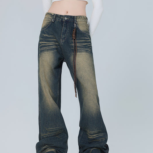 American-style Retro Micro-pull Design Jeans